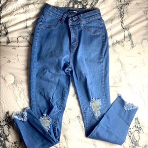 Distressed Ankle Jeans